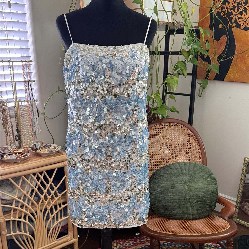 NWT J.Crew Collection Sky Mint Sequin Sparkling Glam Disco Mini Dress